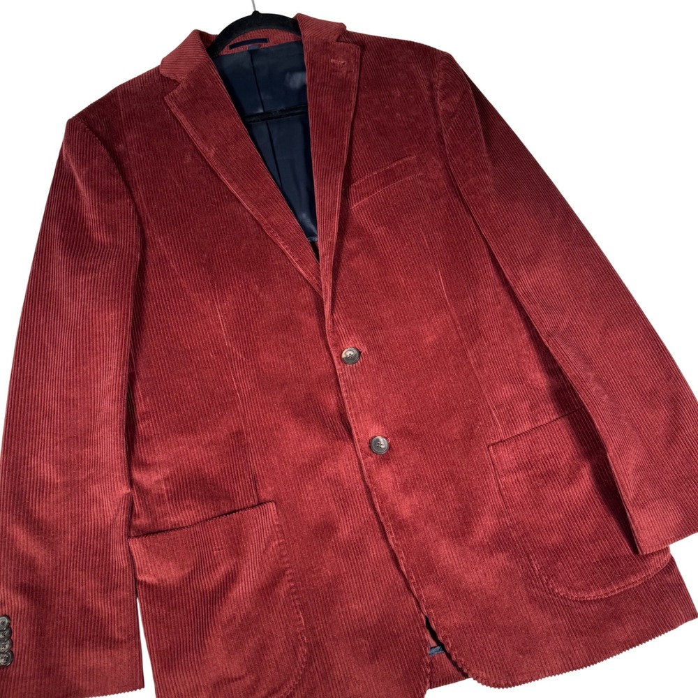 Jos. A. Bank 1905 Tailored Fit Corduroy Sport Coat Blazer Burgundy Red 42 Long